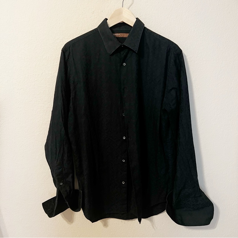 Perry Ellis Black Patterned Button Down Shirt - image 2